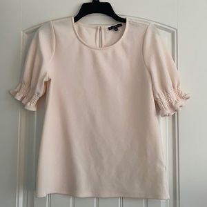 Light Pink Cinched Ruffle Sleeve Blouse